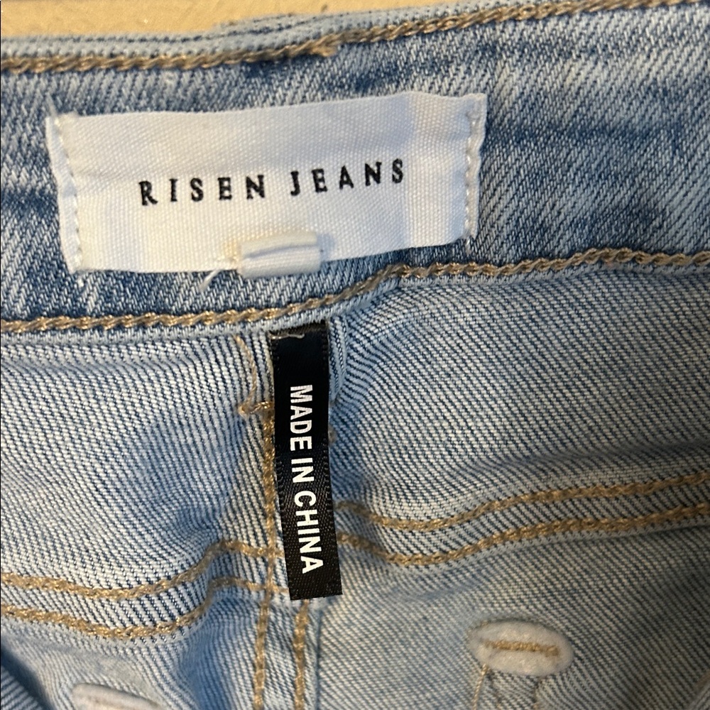 Risen Rayna Button fly High Rise Distressed Flare Jeans - Picture 4 of 9